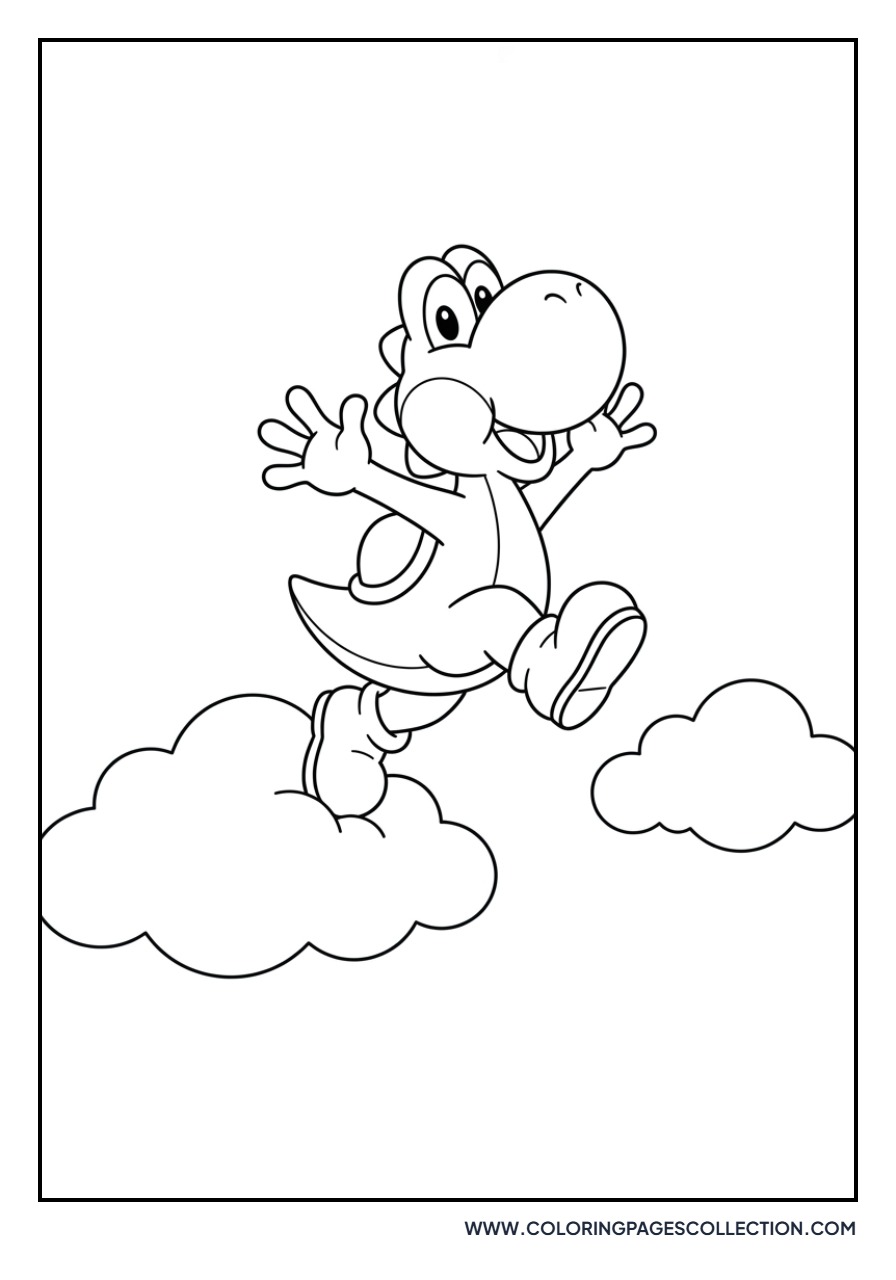Yoshi Jumping Over Clouds
