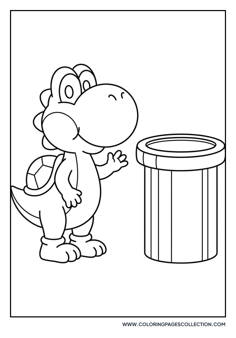 Yoshi Near a Green Pipe