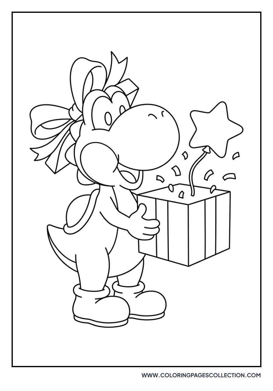 Yoshi Opening a Wrapped Gift