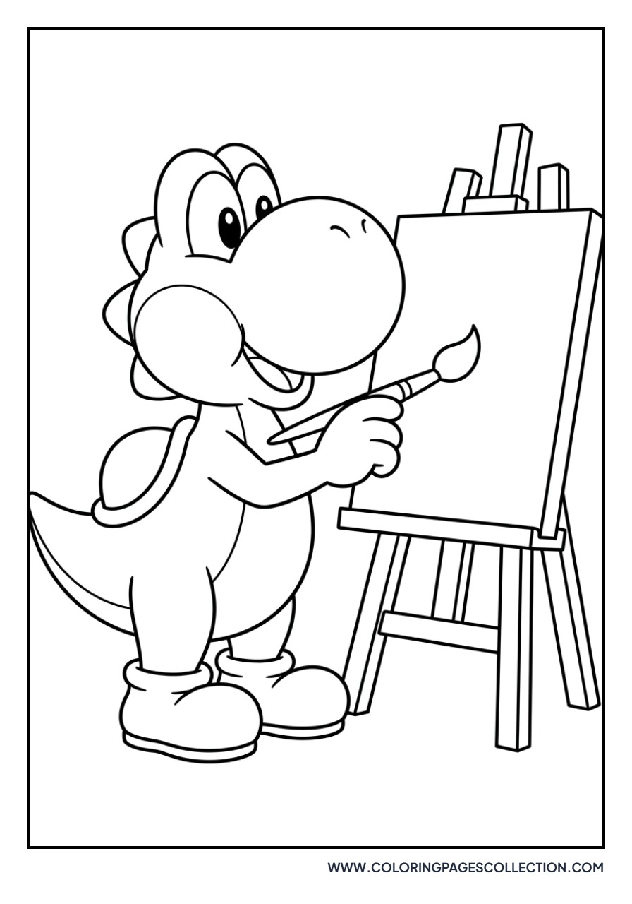 Yoshi Painting a Masterpiece