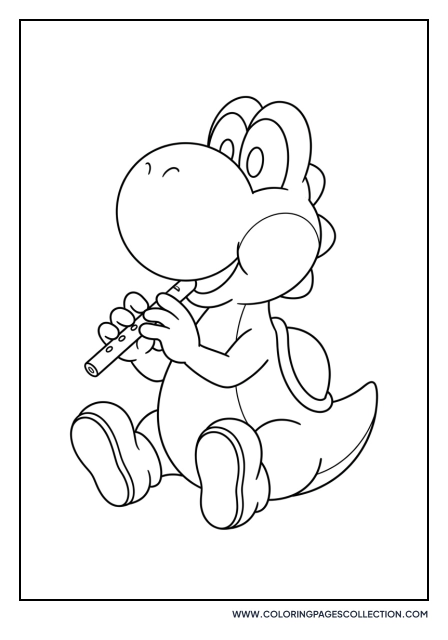 Yoshi Playing a Wooden Flute
