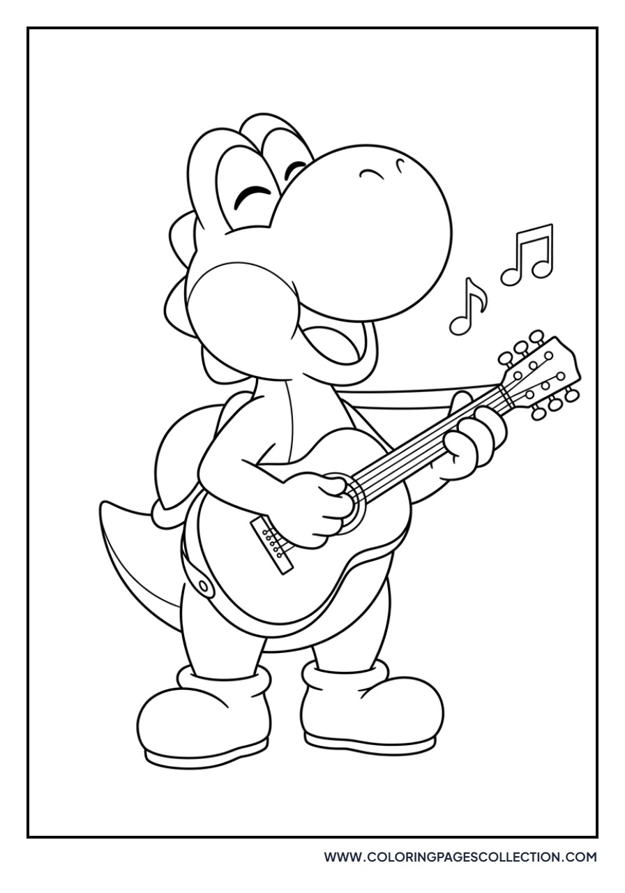 Yoshi Playing an Acoustic Guitar