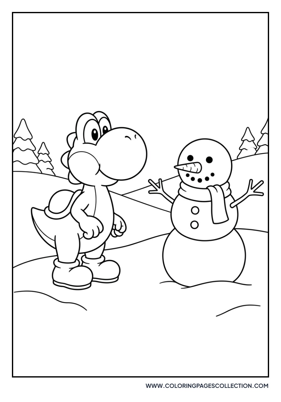 Yoshi Playing in the Snow
