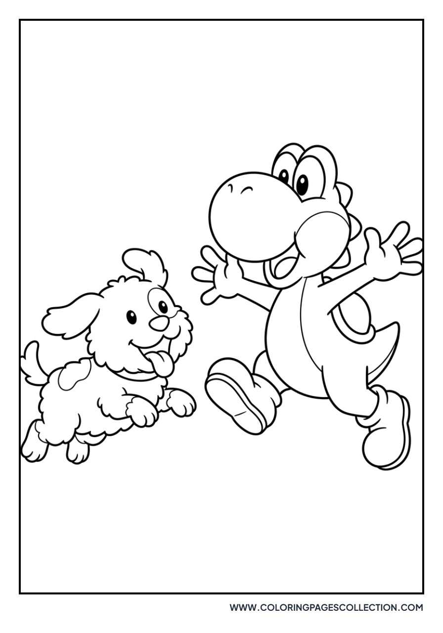 Yoshi Playing with Poochy