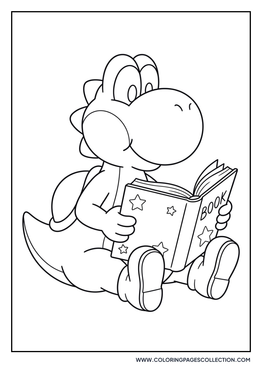 Yoshi Reading a Thick Book