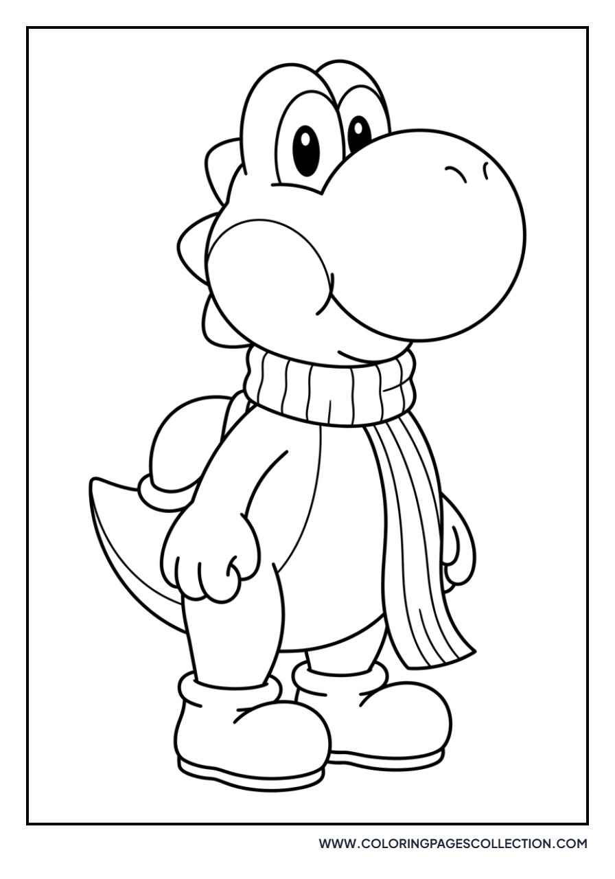 Yoshi Wearing a Winter Scarf