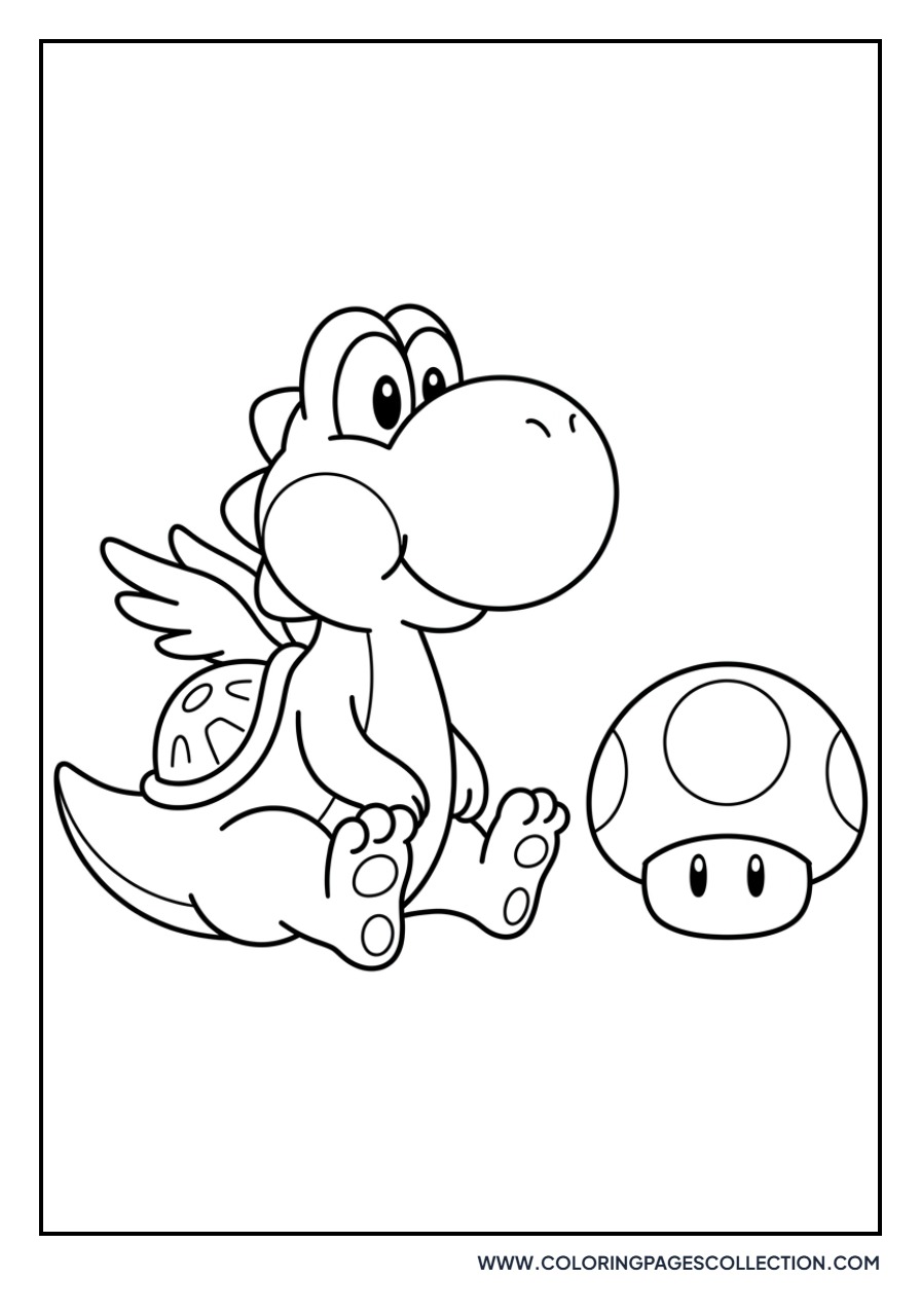 Yoshi with a Super Mushroom