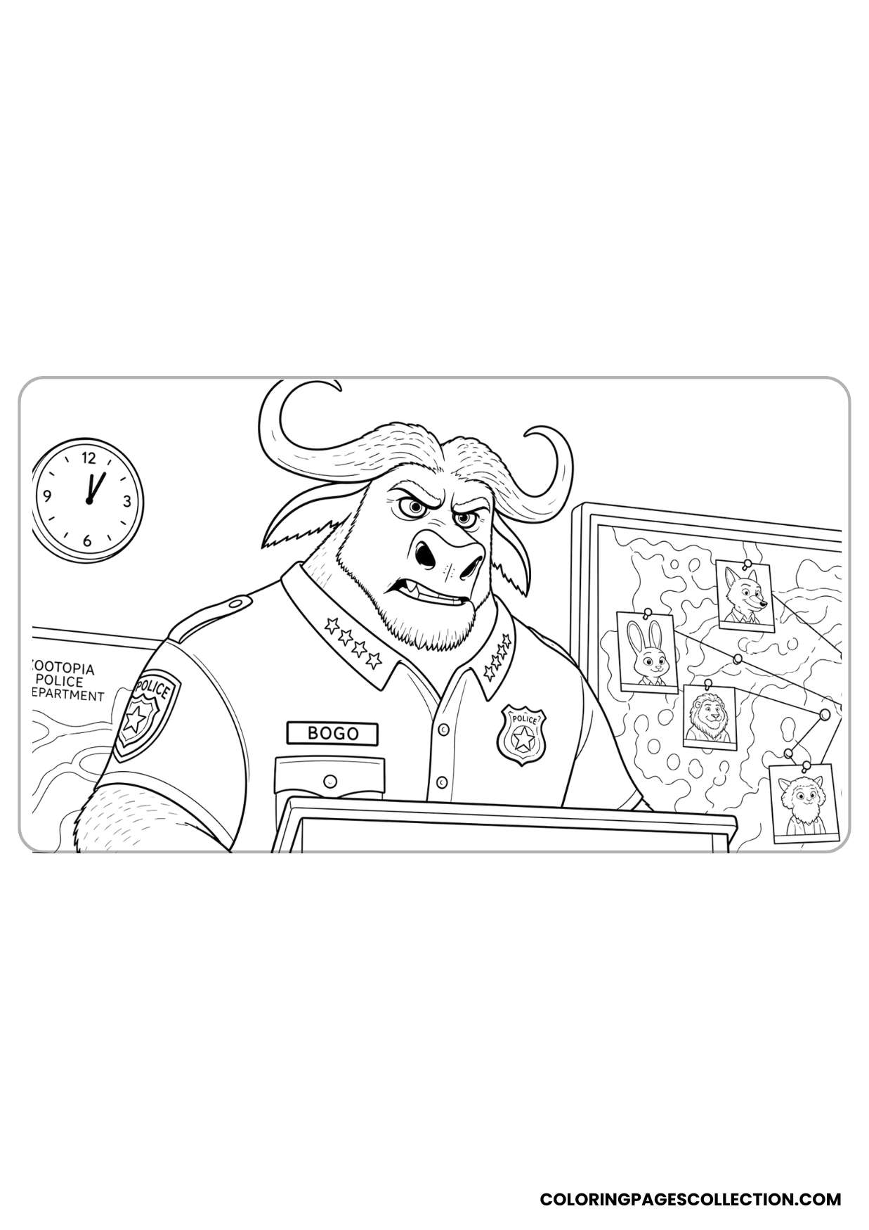 chief bogo close-up coloring page