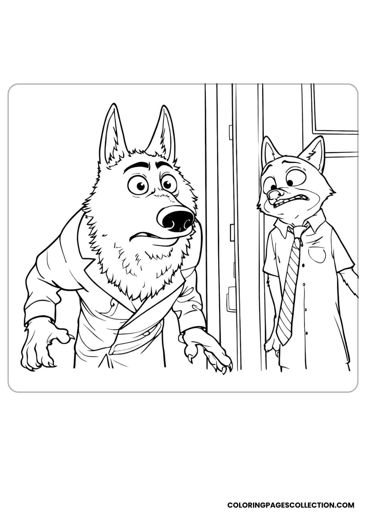 wolf police officers coloring page