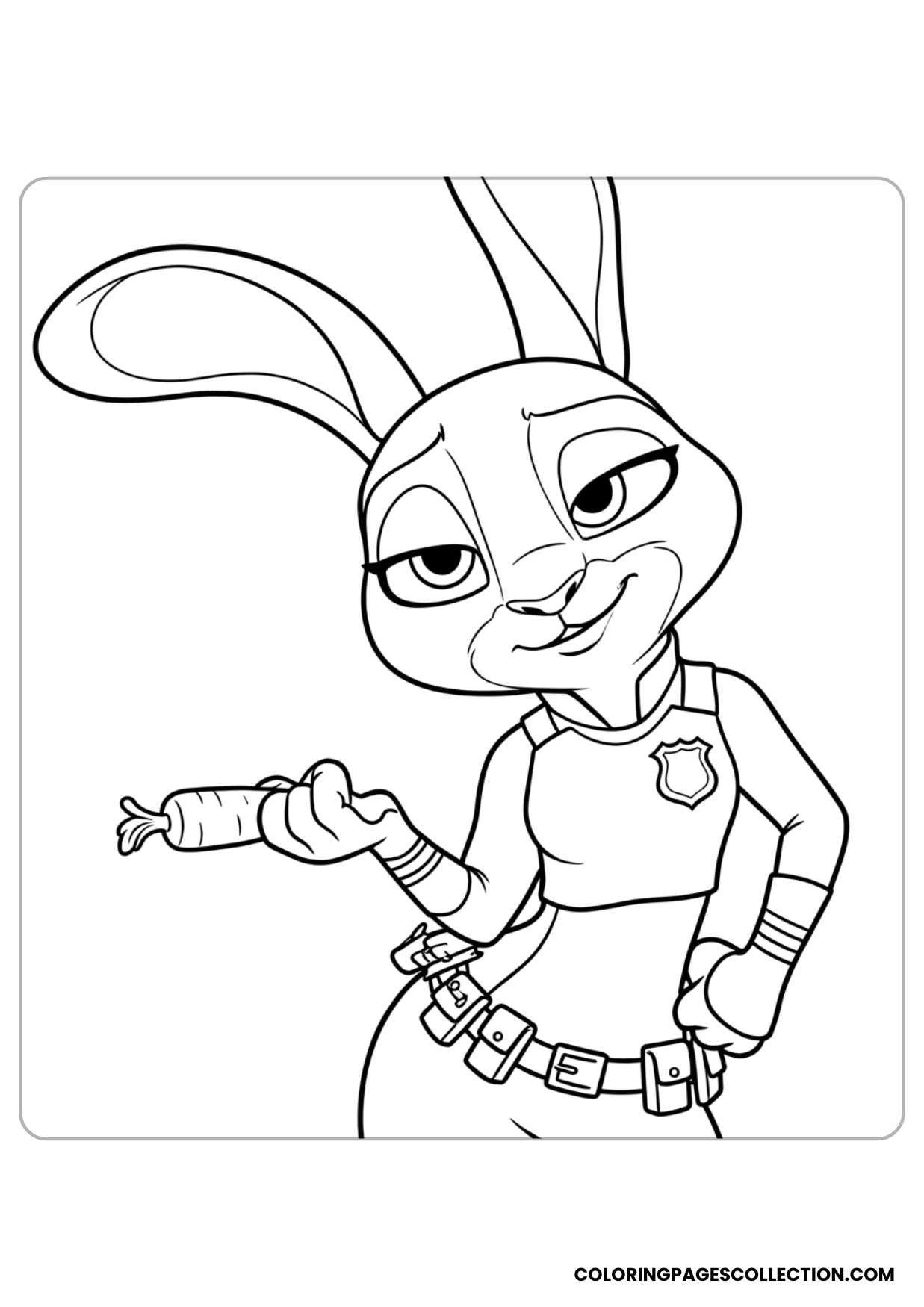 smiling judy hopps police officer coloring page