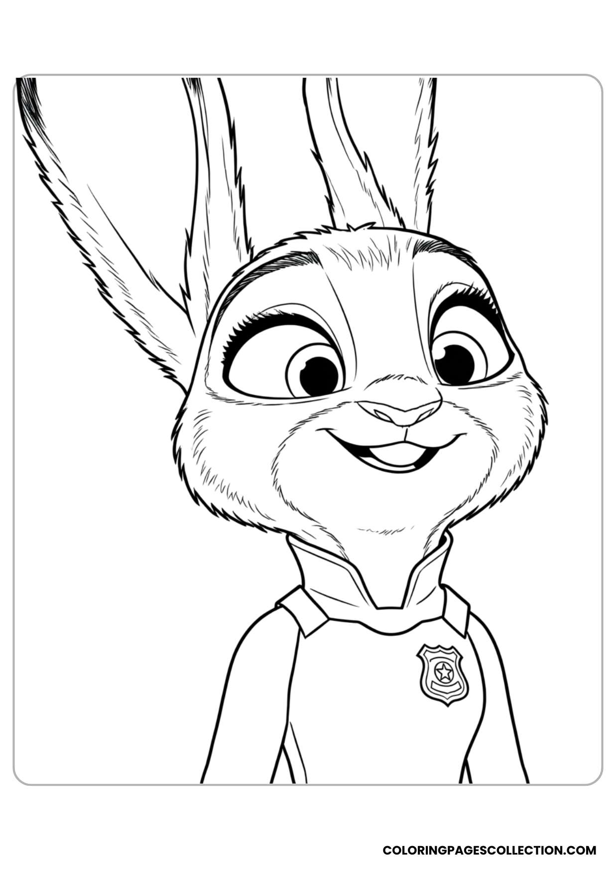 happy judy hopps portrait coloring page
