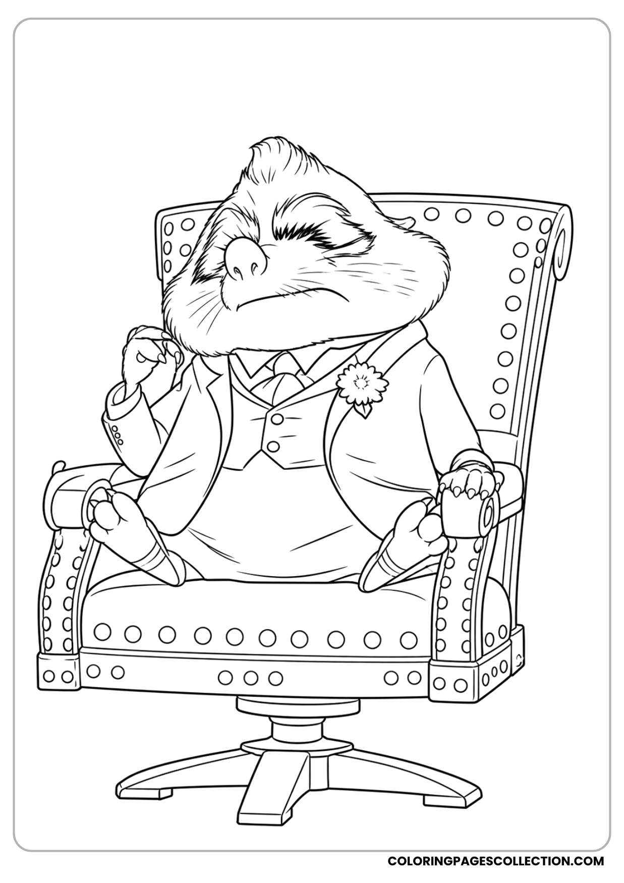 mr. big sitting on his chair coloring page