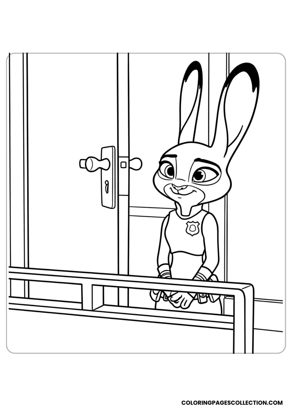 judy hopps at the police station door coloring page