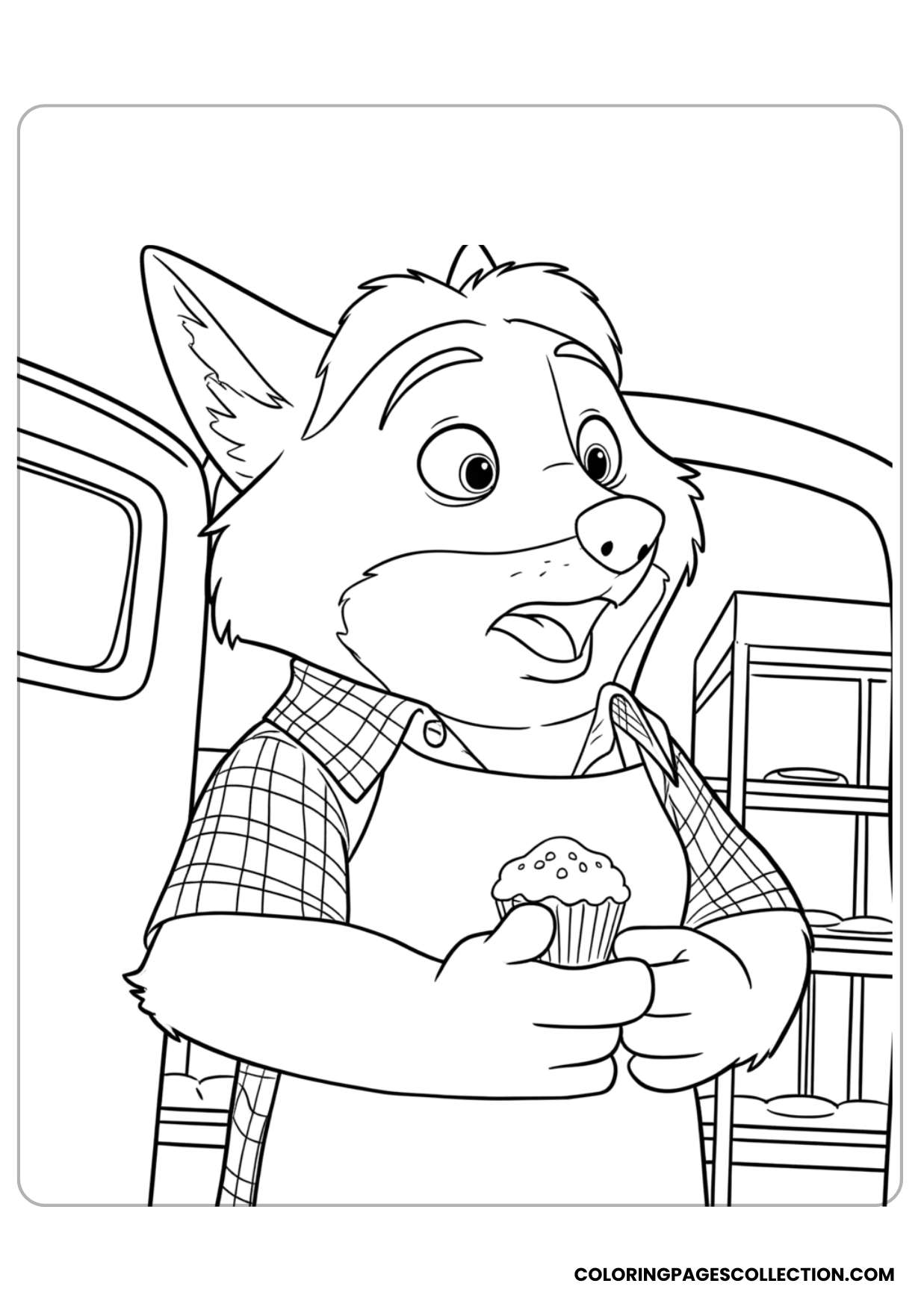clawhauser holding a cupcake coloring page