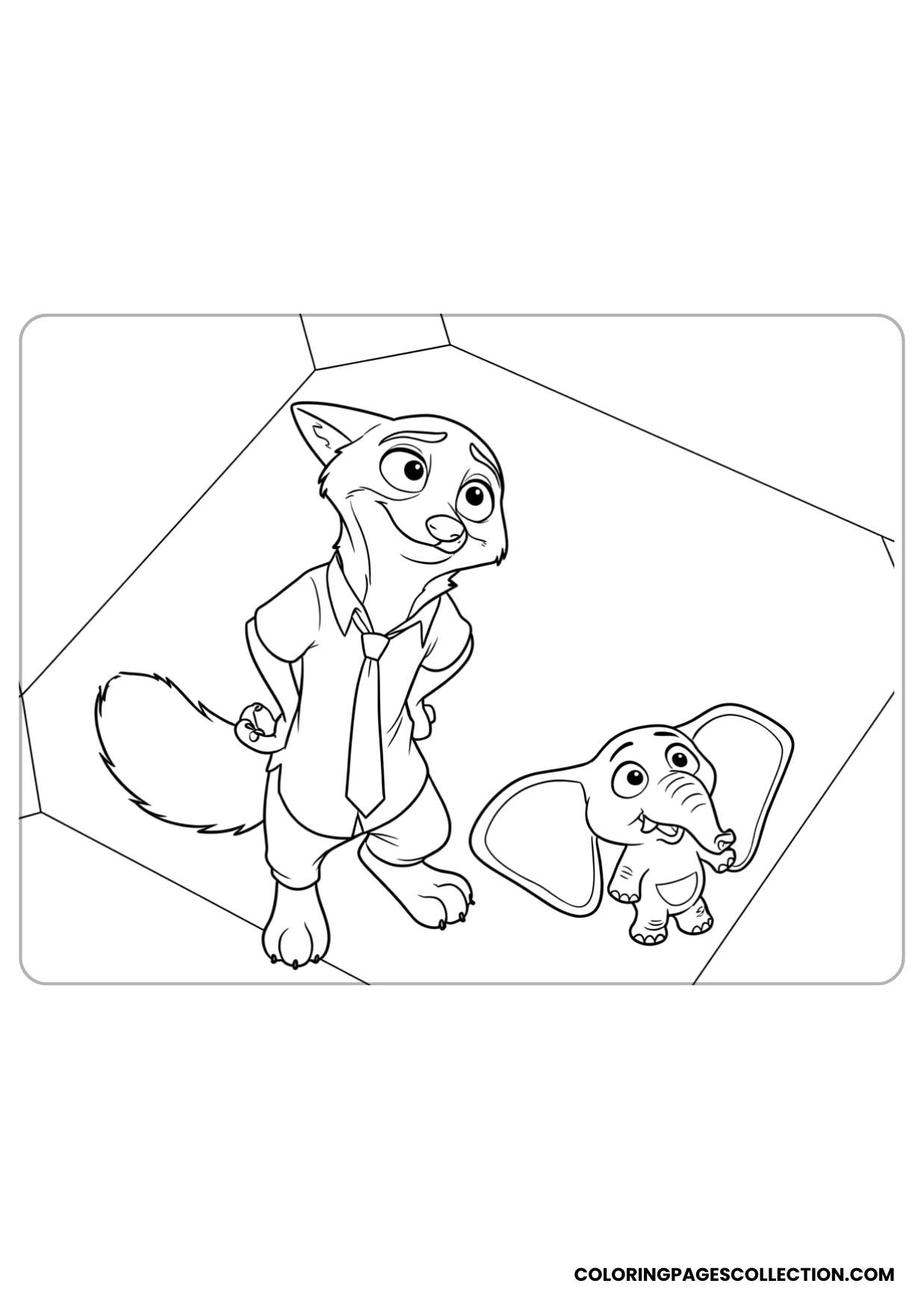 nick wilde and mr. manchas coloring page