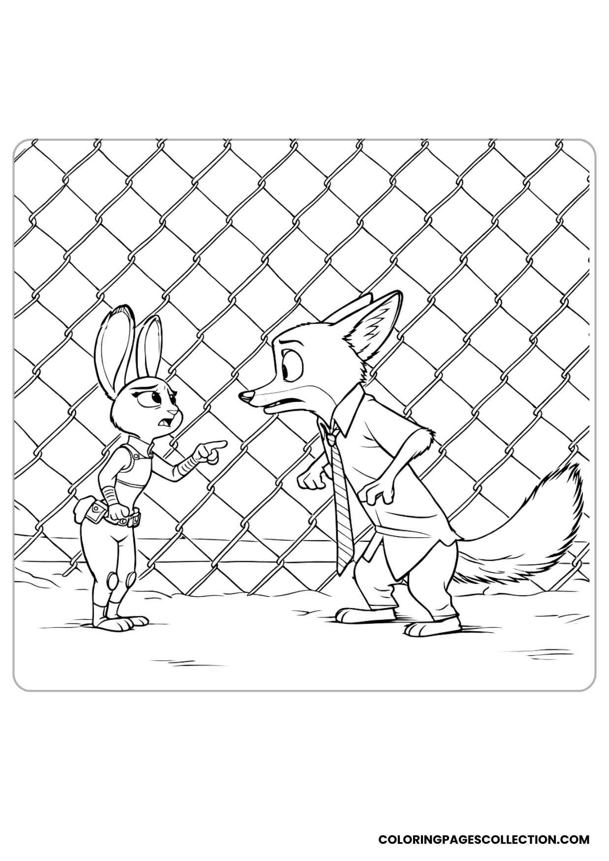 judy hopps and nick wilde talking coloring page