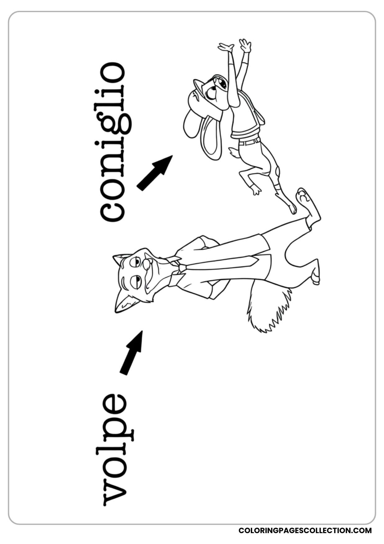 nick wilde and judy hopps small character coloring page