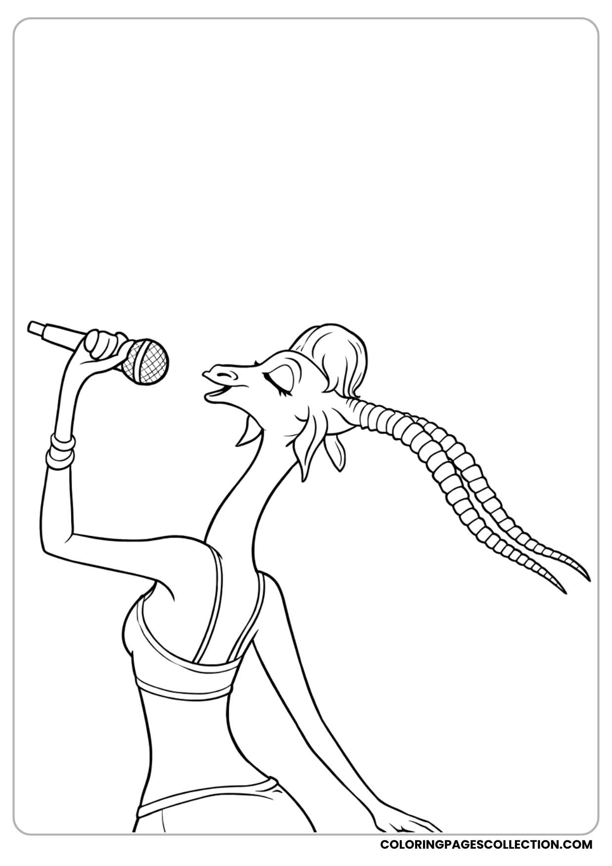 gazelle singing on stage coloring page