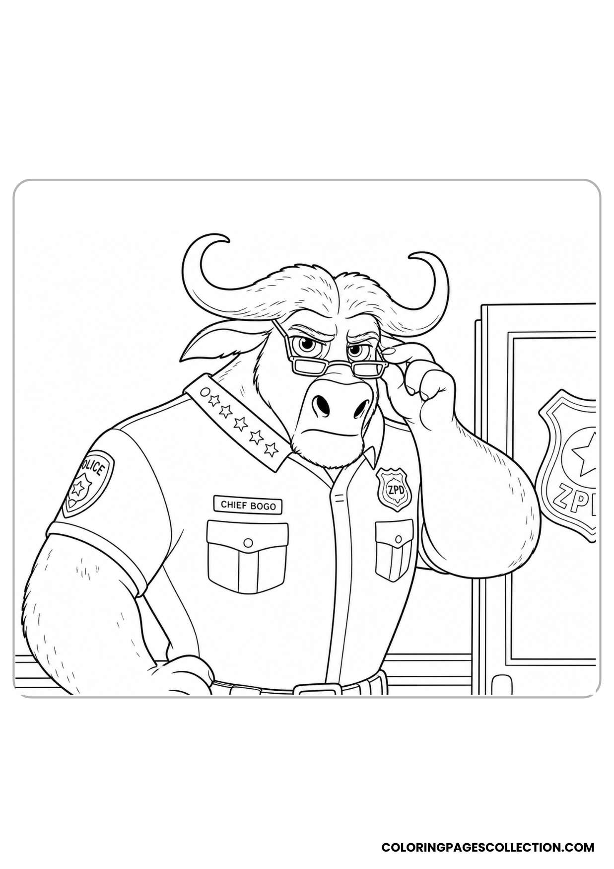 chief bogo at the police station coloring page