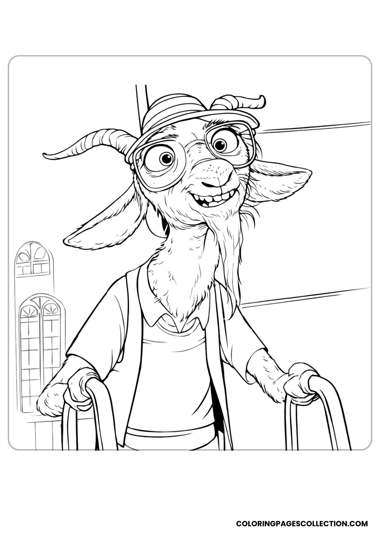 mrs. otterton with walker coloring page