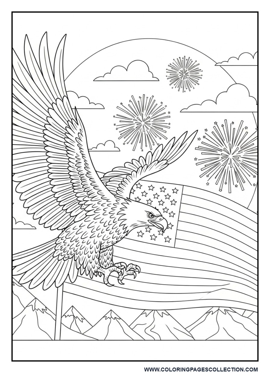 American Eagle and Flag Scene
