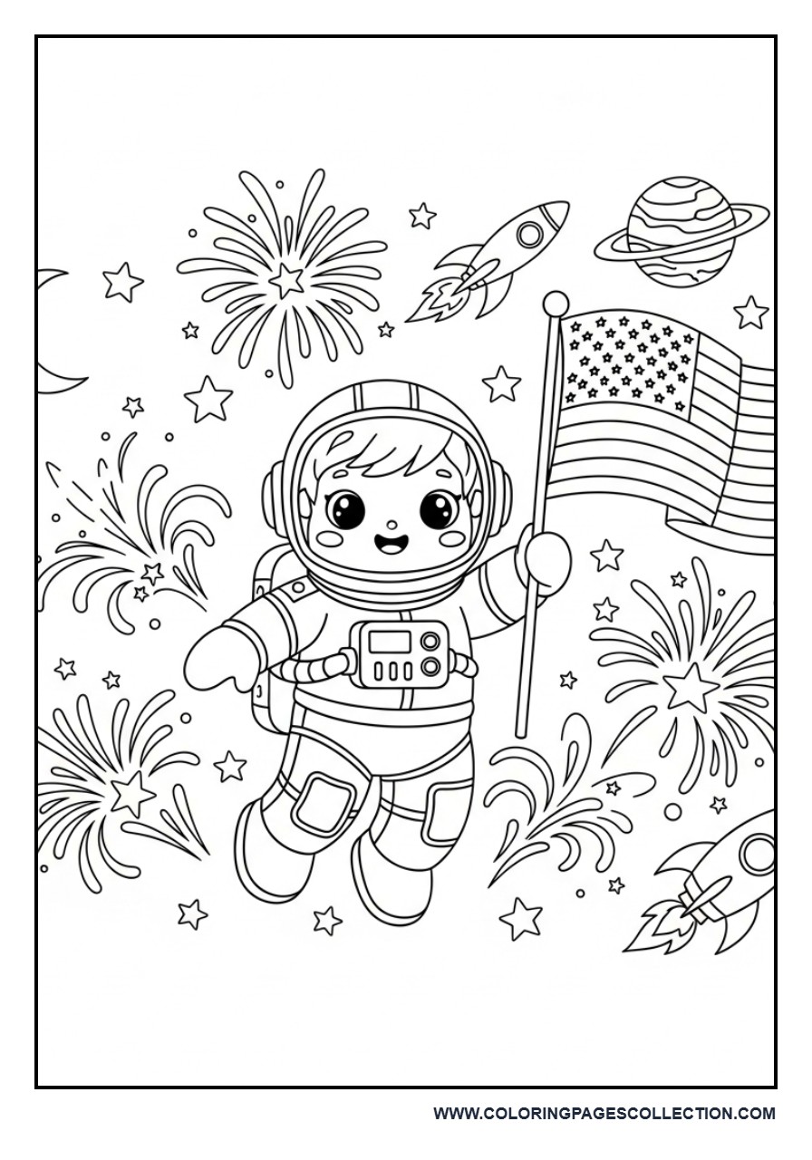 Astronaut Celebrating Fourth of July