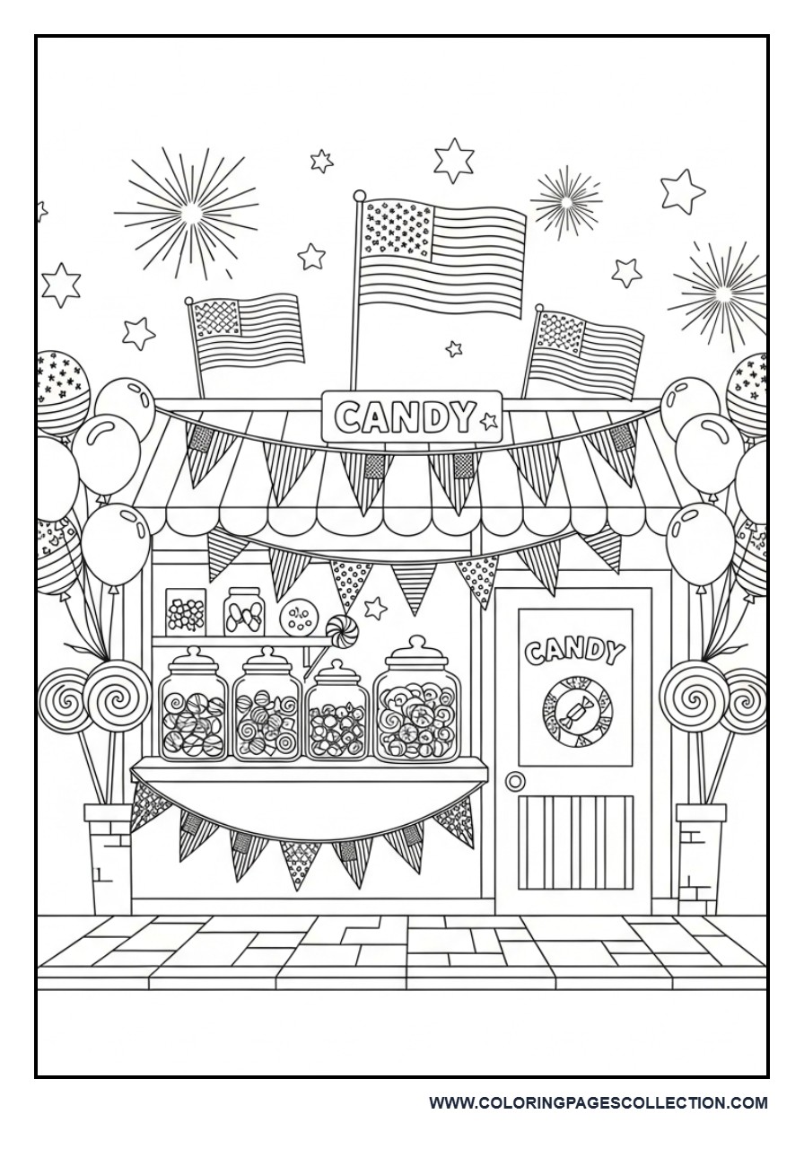 Fourth of July Candy Shop Scene