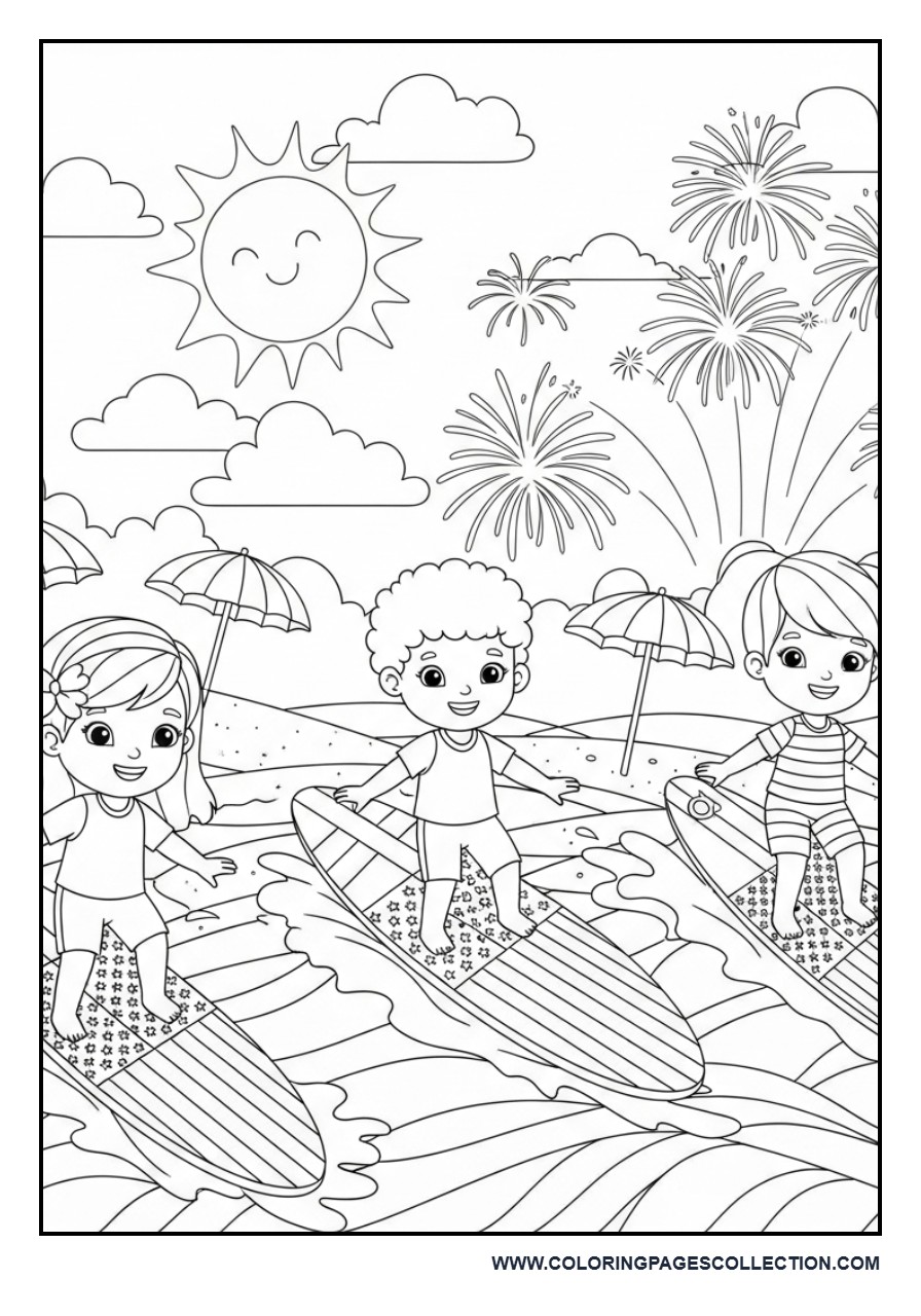 Fourth of July Surfing Scene