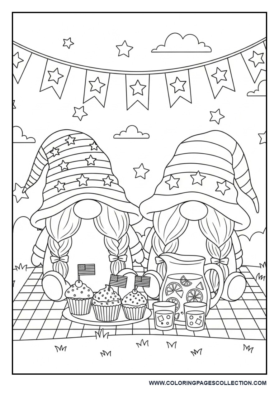 Happy Fourth of July Gnomes Picnic