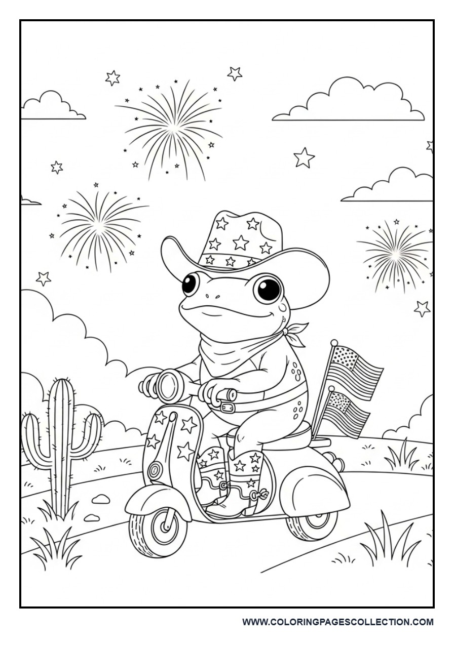 Patriotic Cowboy Frog Adventure