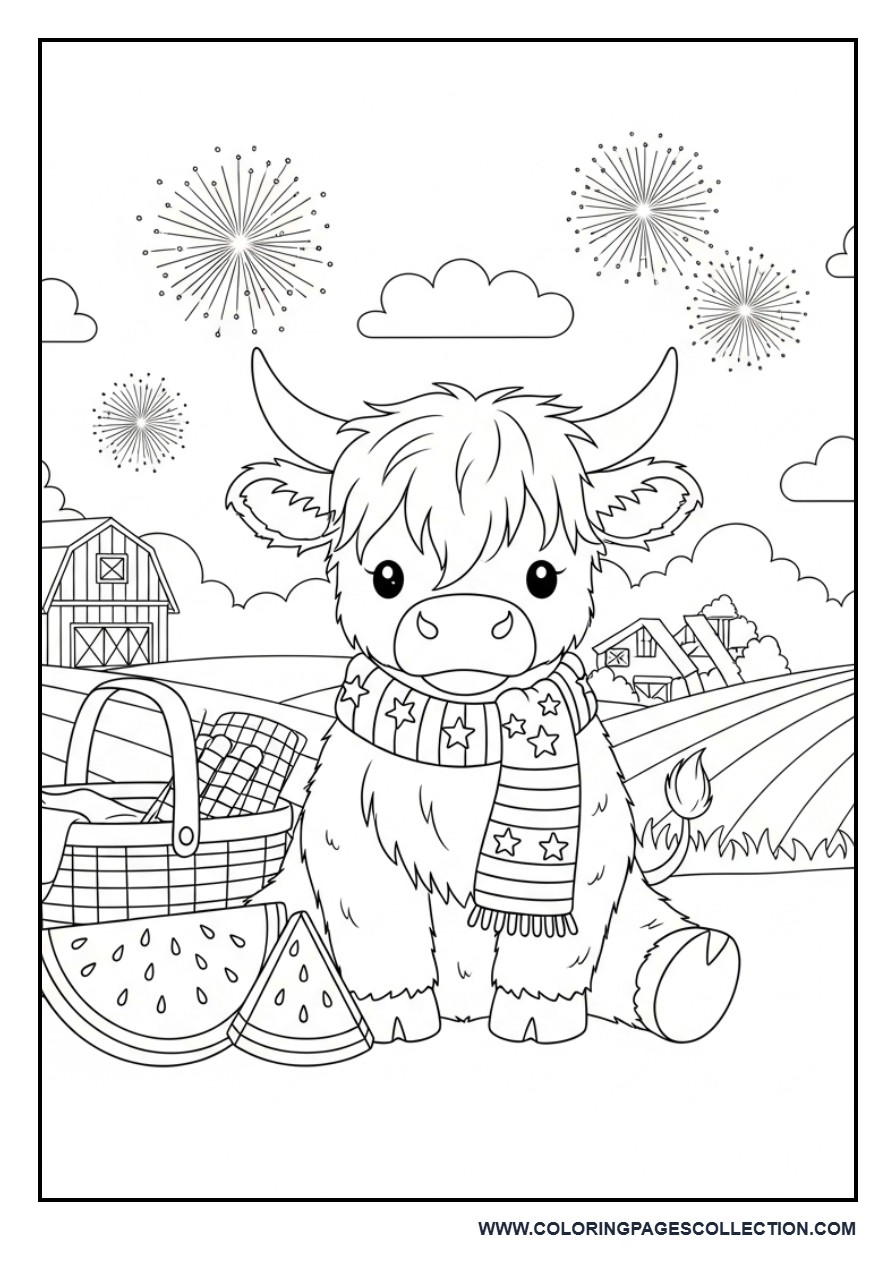 Patriotic Highland Cow Picnic