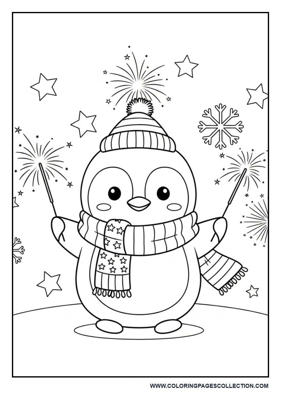 Patriotic Penguin with Sparklers