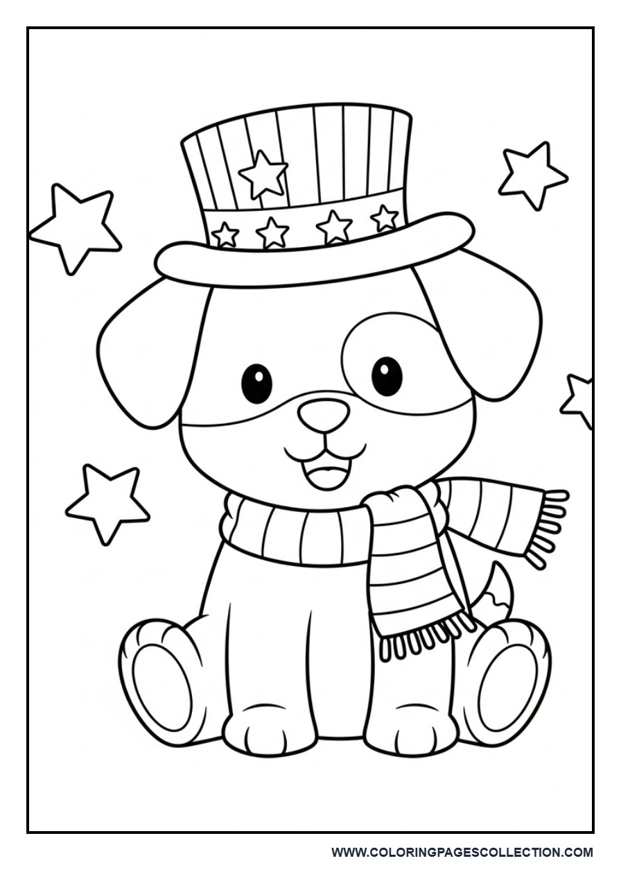 Patriotic Puppy with Hat