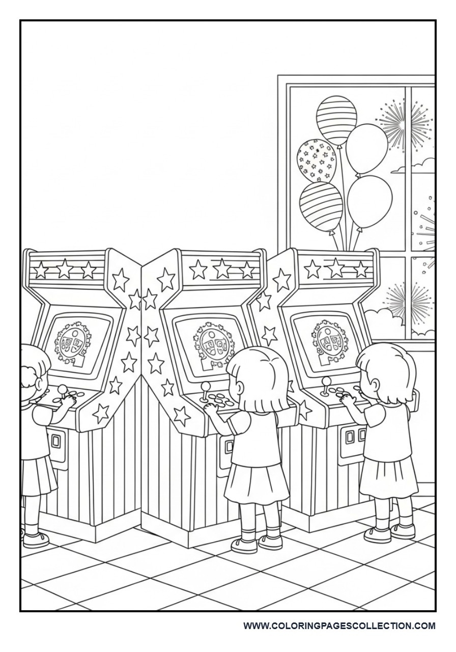 Retro Patriotic Arcade Room