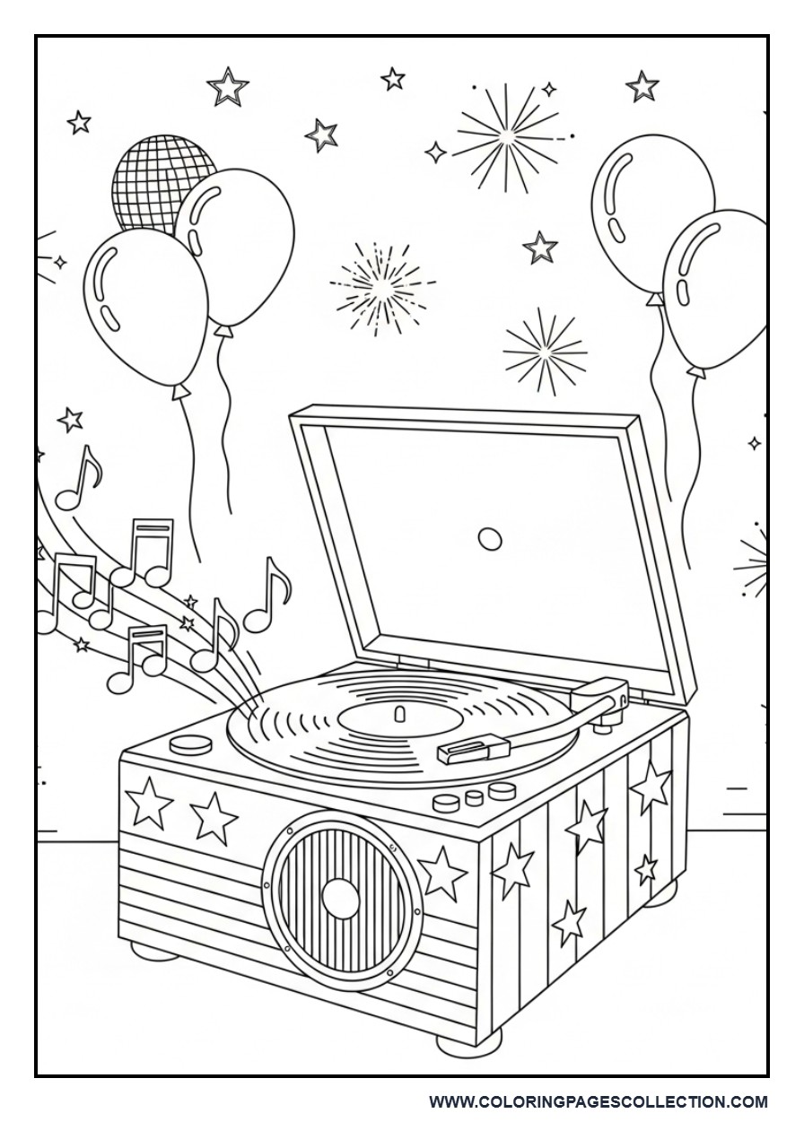 Retro Patriotic Record Player