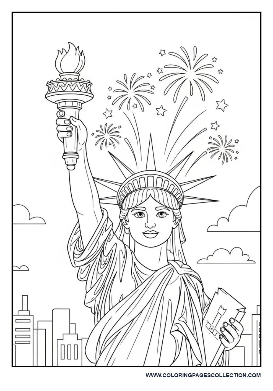 Statue of Liberty Celebration Scene