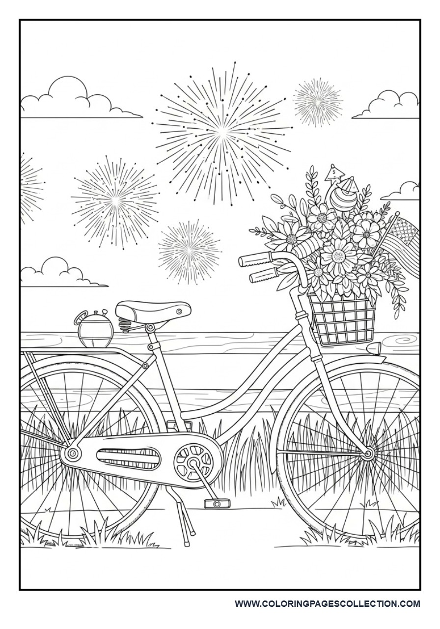 Vintage Patriotic Bicycle with Flowers