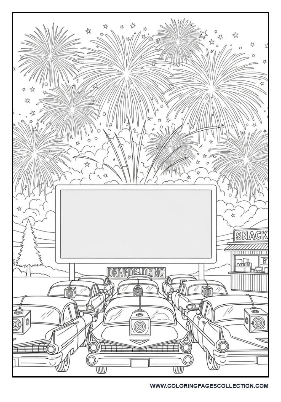 Vintage Patriotic Drive-In Theater