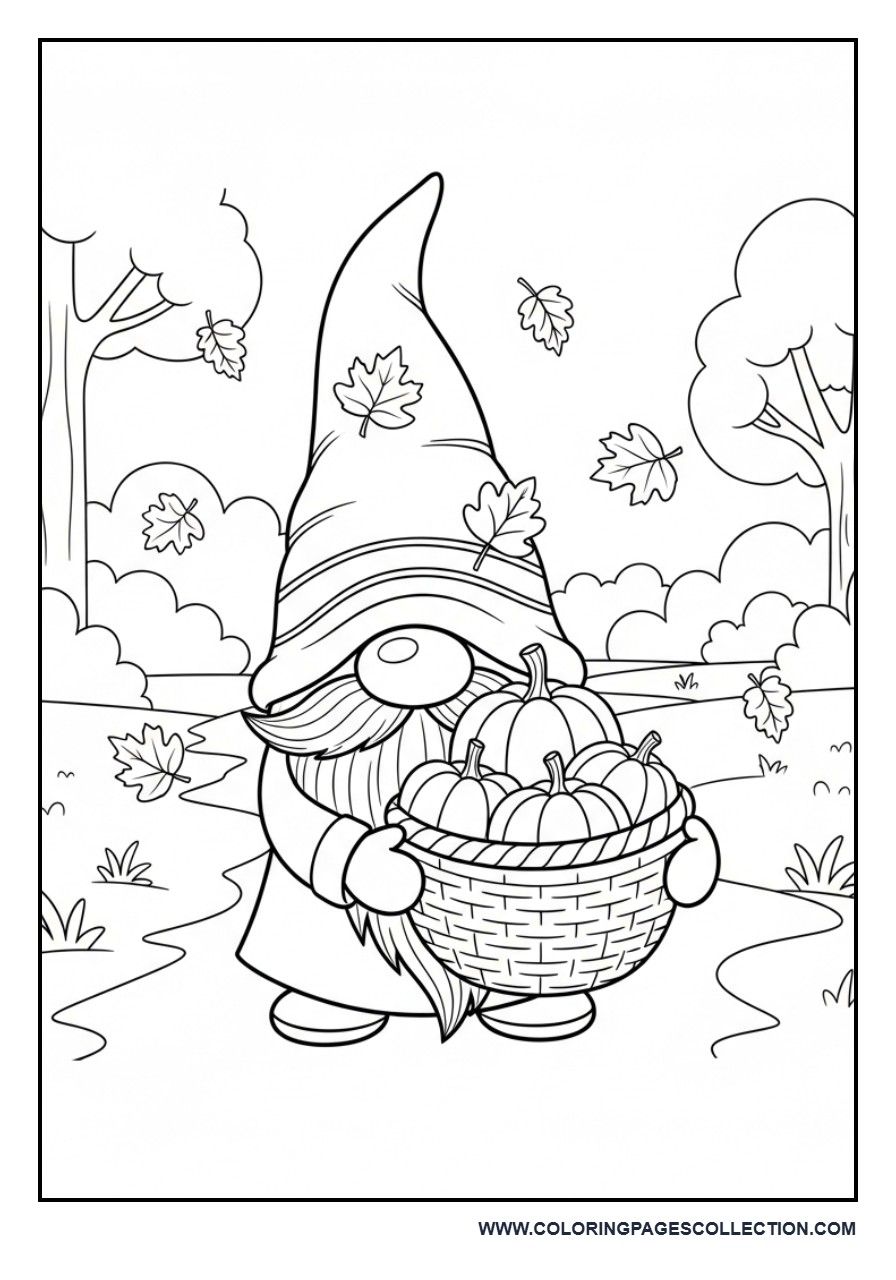 Autumn Gnome with Pumpkin Basket
