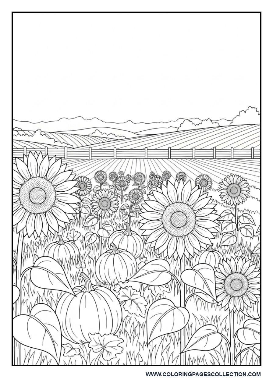 Autumn Sunflower Field