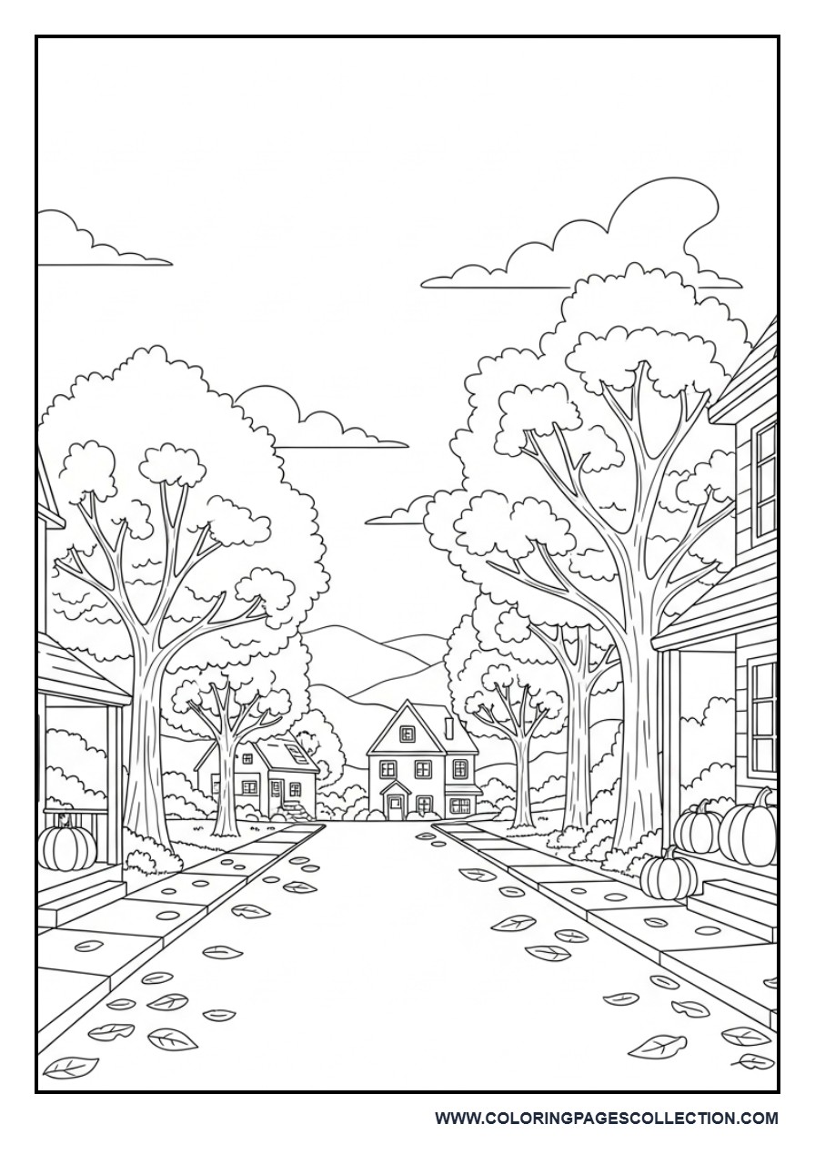 Autumn Village Street