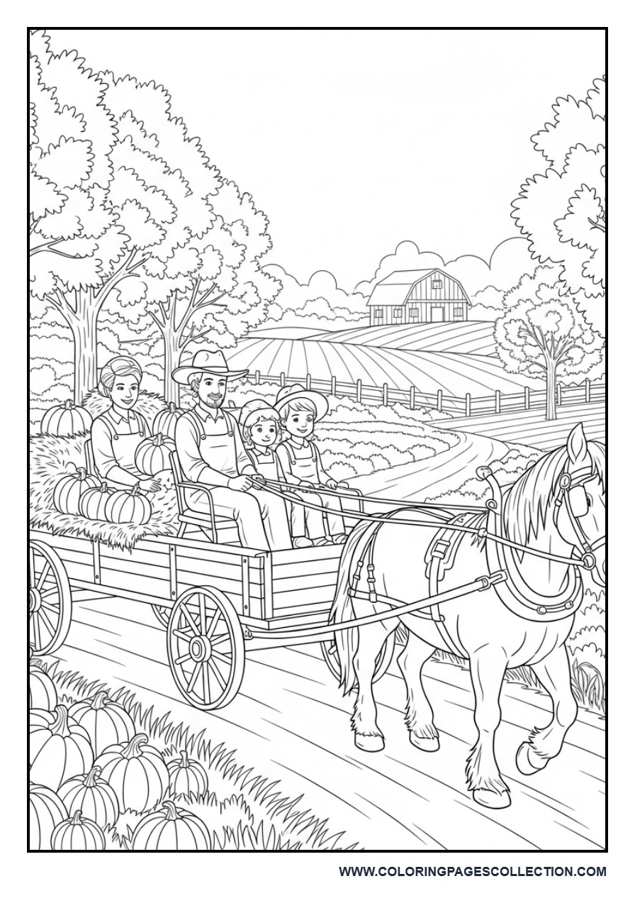 Autumn Wagon Ride Through the Countryside