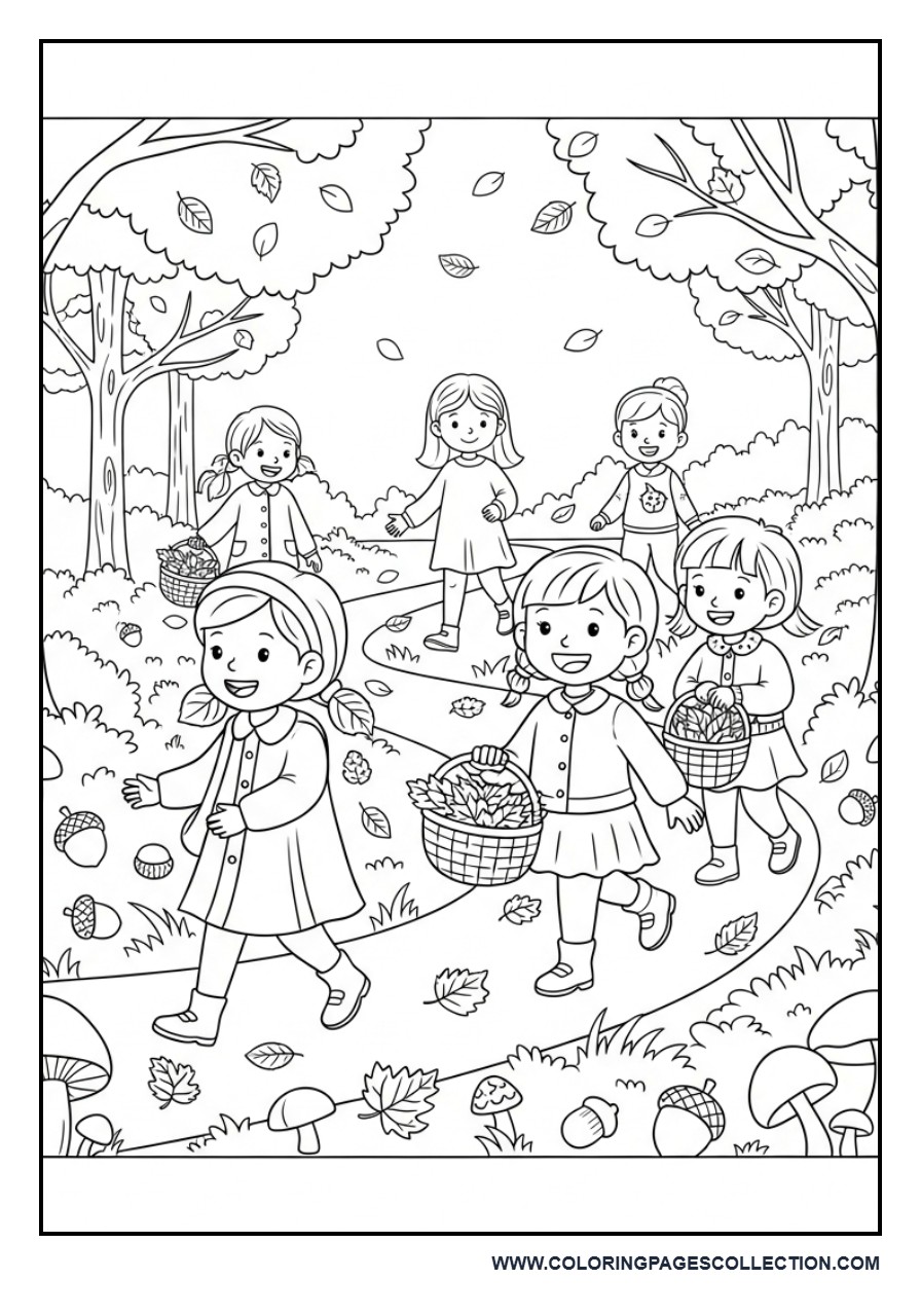 Children Exploring Autumn Forest