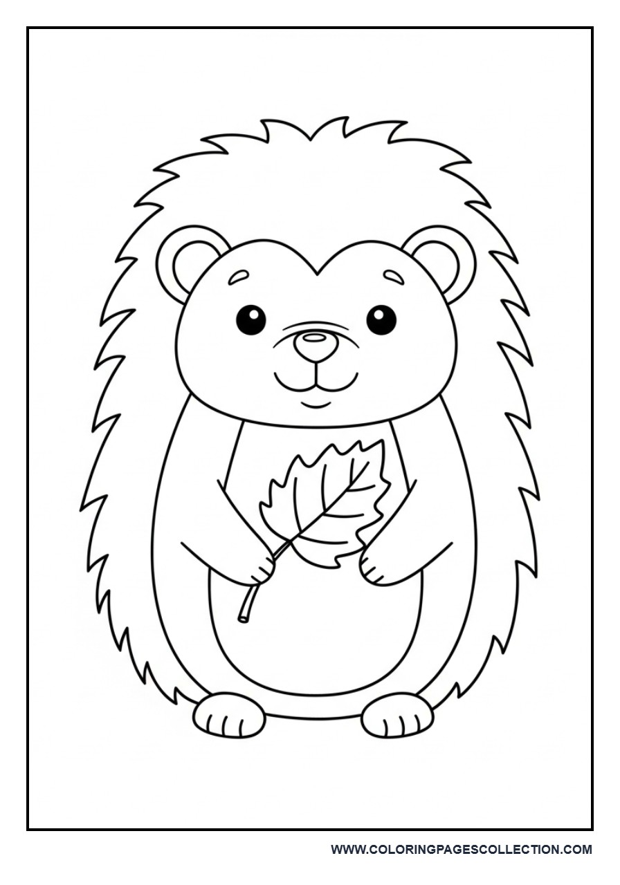 Cute Hedgehog with Leaf