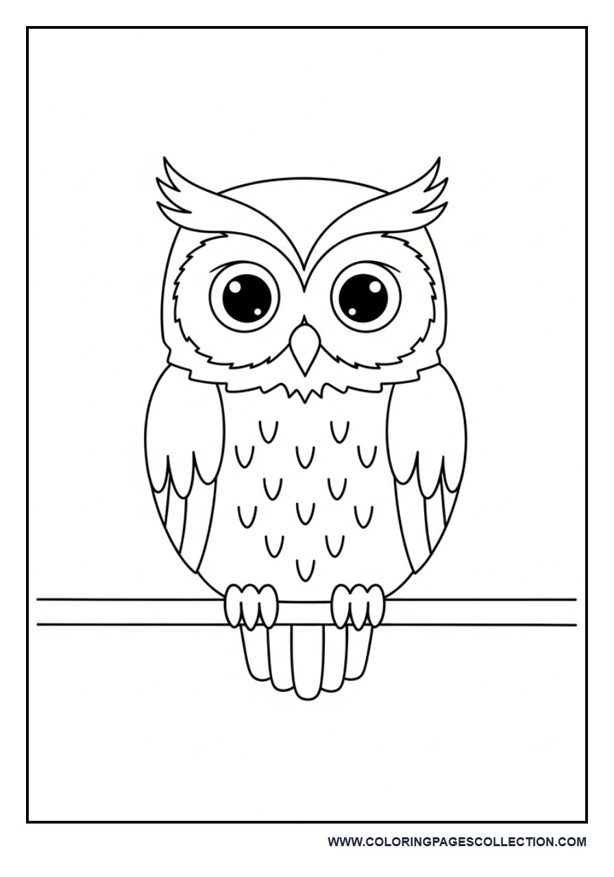 Cute Owl on Branch