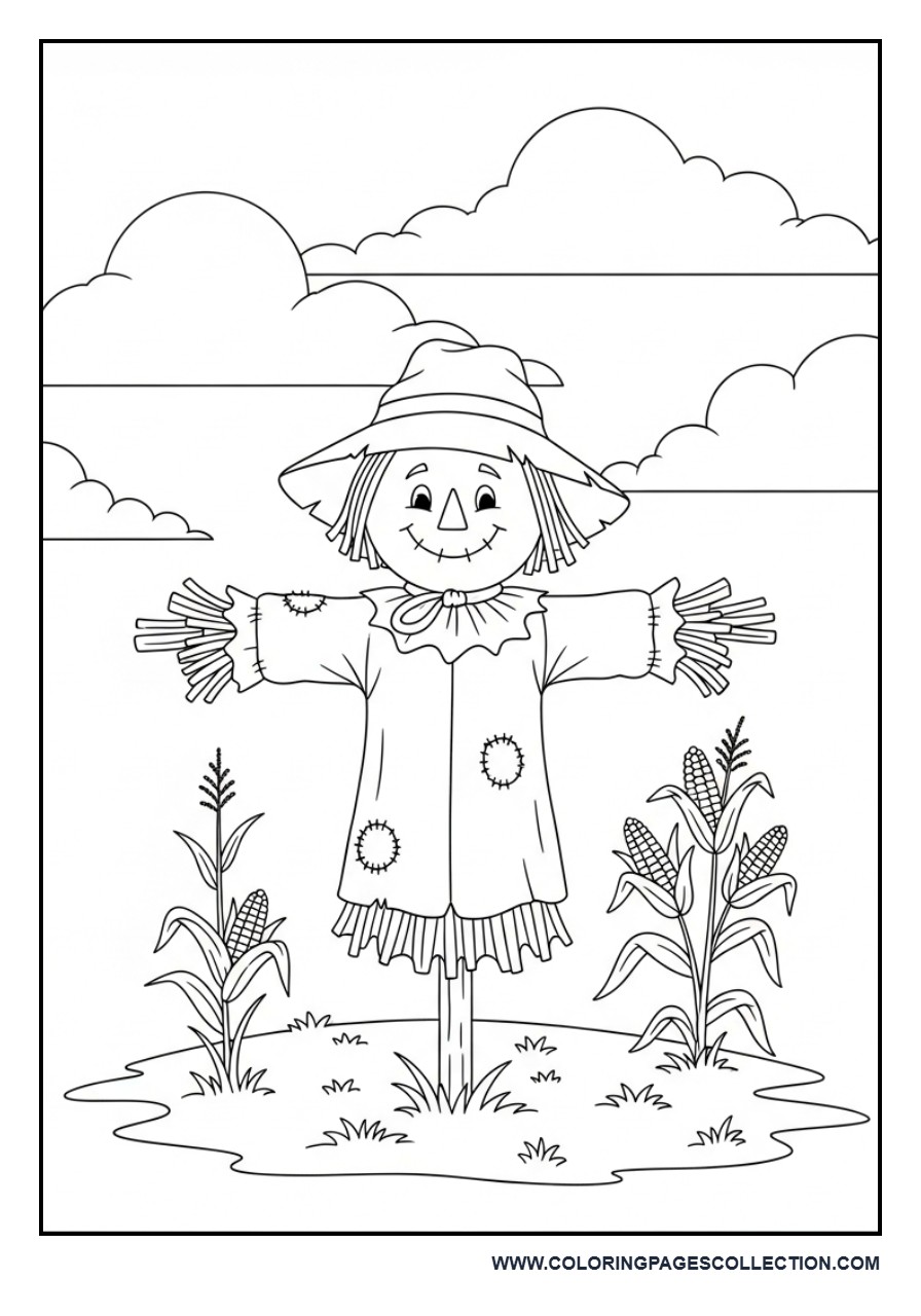 Friendly Scarecrow in Field