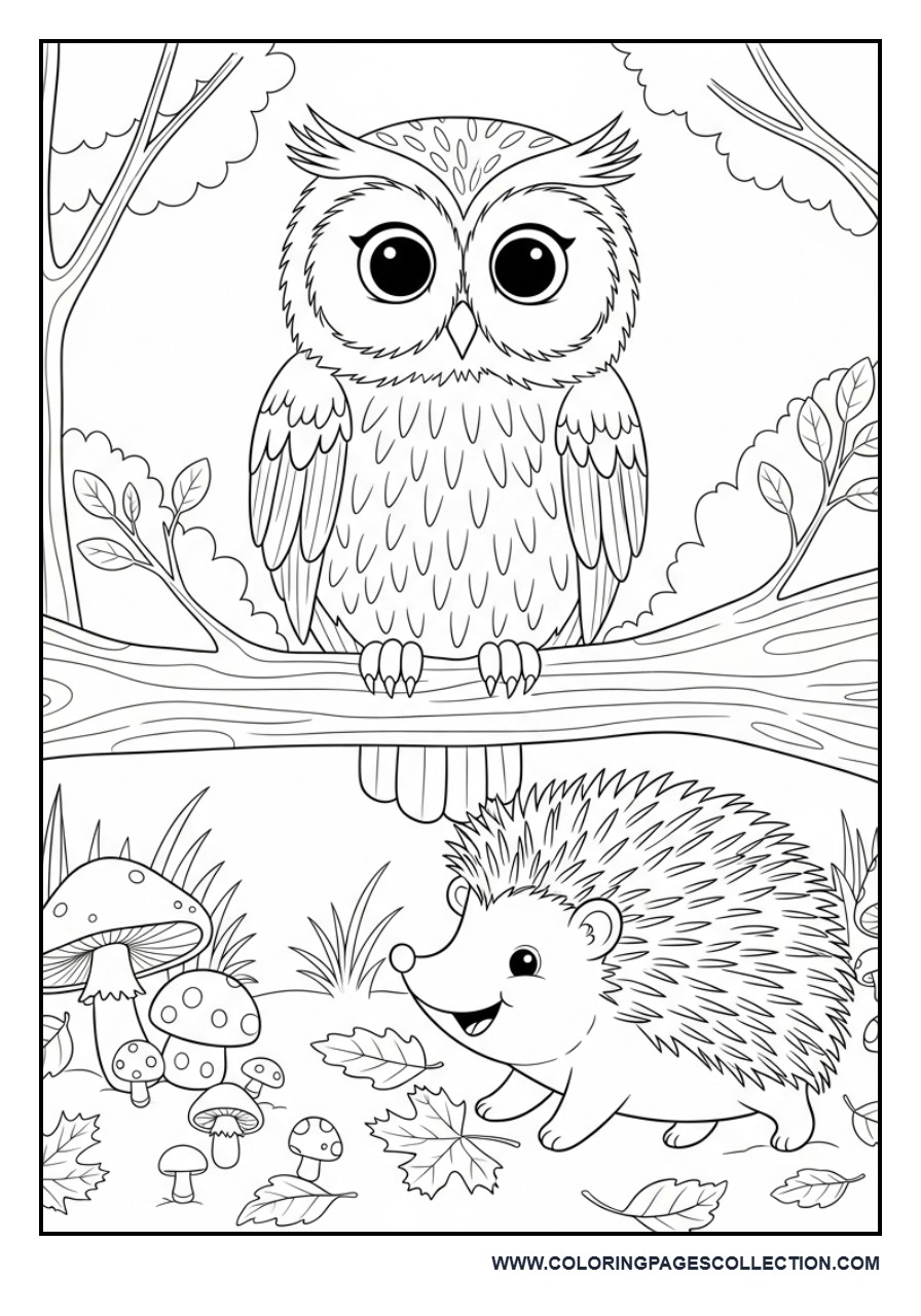 Owl and Hedgehog Autumn Adventure