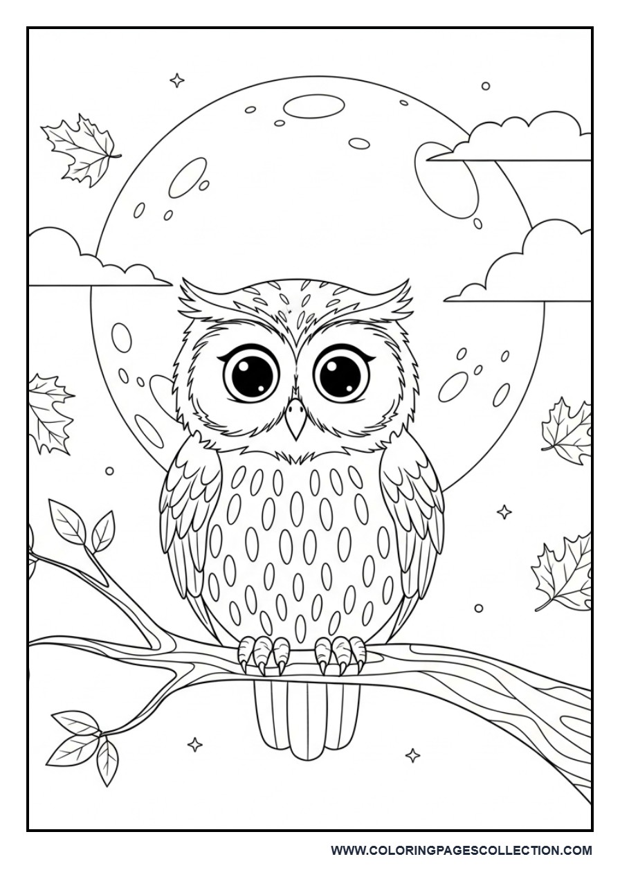 Owl Under the Harvest Moon