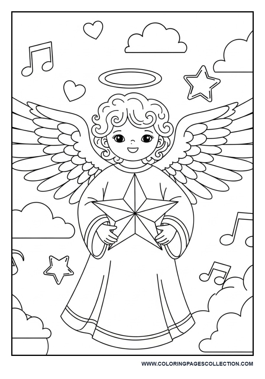 Angel Holding a Christmas Star