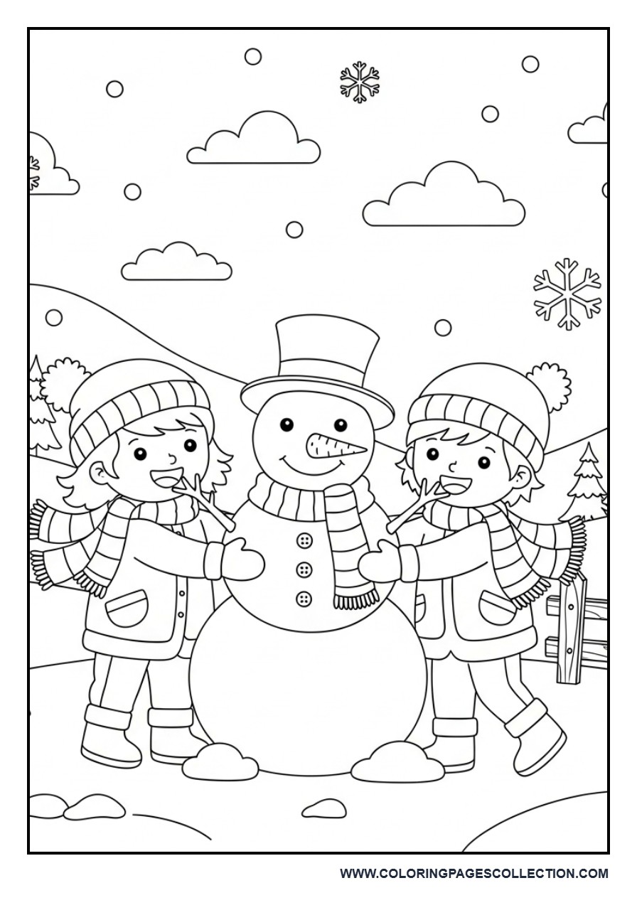 Children Building a Snowman